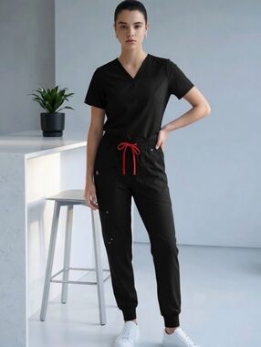 Mediclo Scrub Joggers And Top - Black